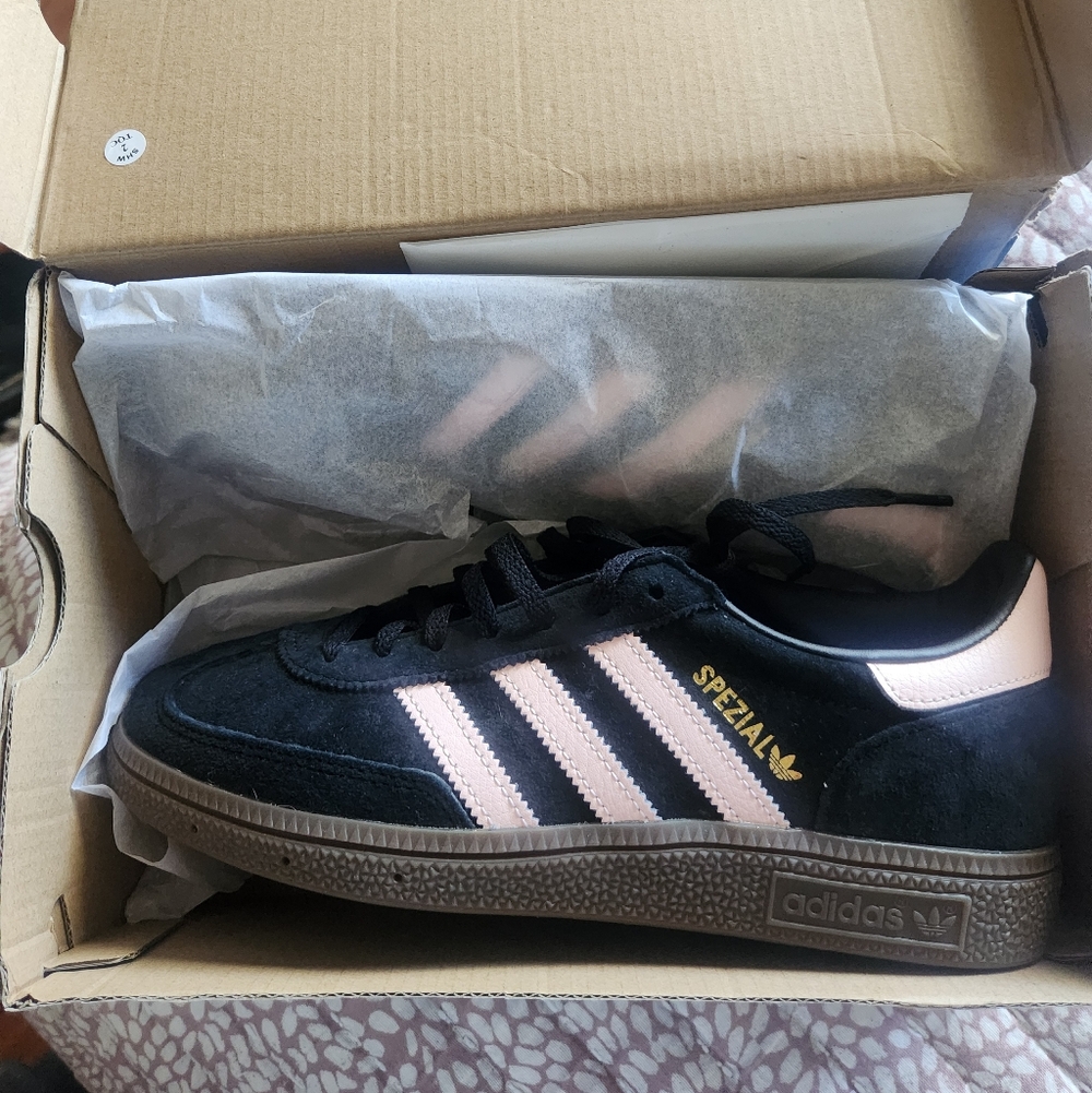 Adidas Handball Spezial Black and Pink Women’s Shoes 7.5